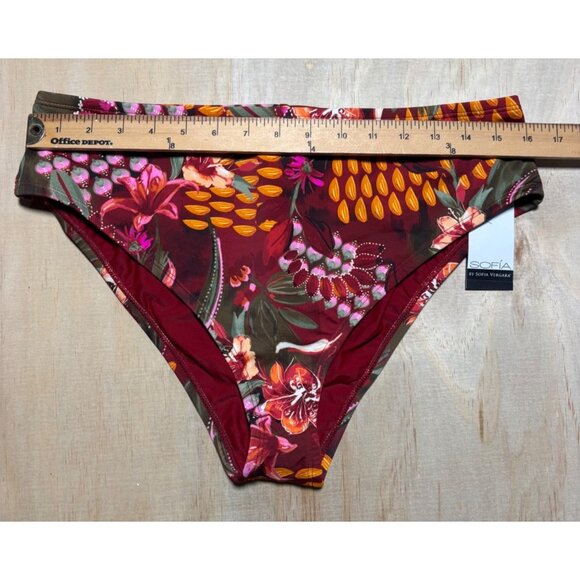 Sofía By Sofia Vergara Floral Cheeky Midster Bikini Bottom Womens L 12-14 - Picture 10 of 10